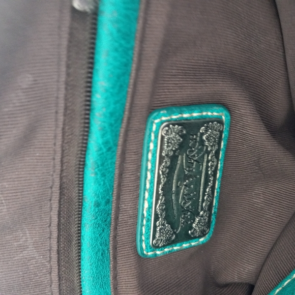 Trinity Ranch leather handbag turquoise 10x12 hand tool cut out - Picture 7 of 10